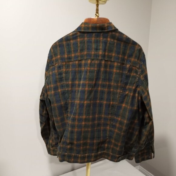 LEVI STRAUSS GREEN|BROWN|BLUE PLAID COURDROY JACKET MEN SIZE XXL - Picture 12 of 13